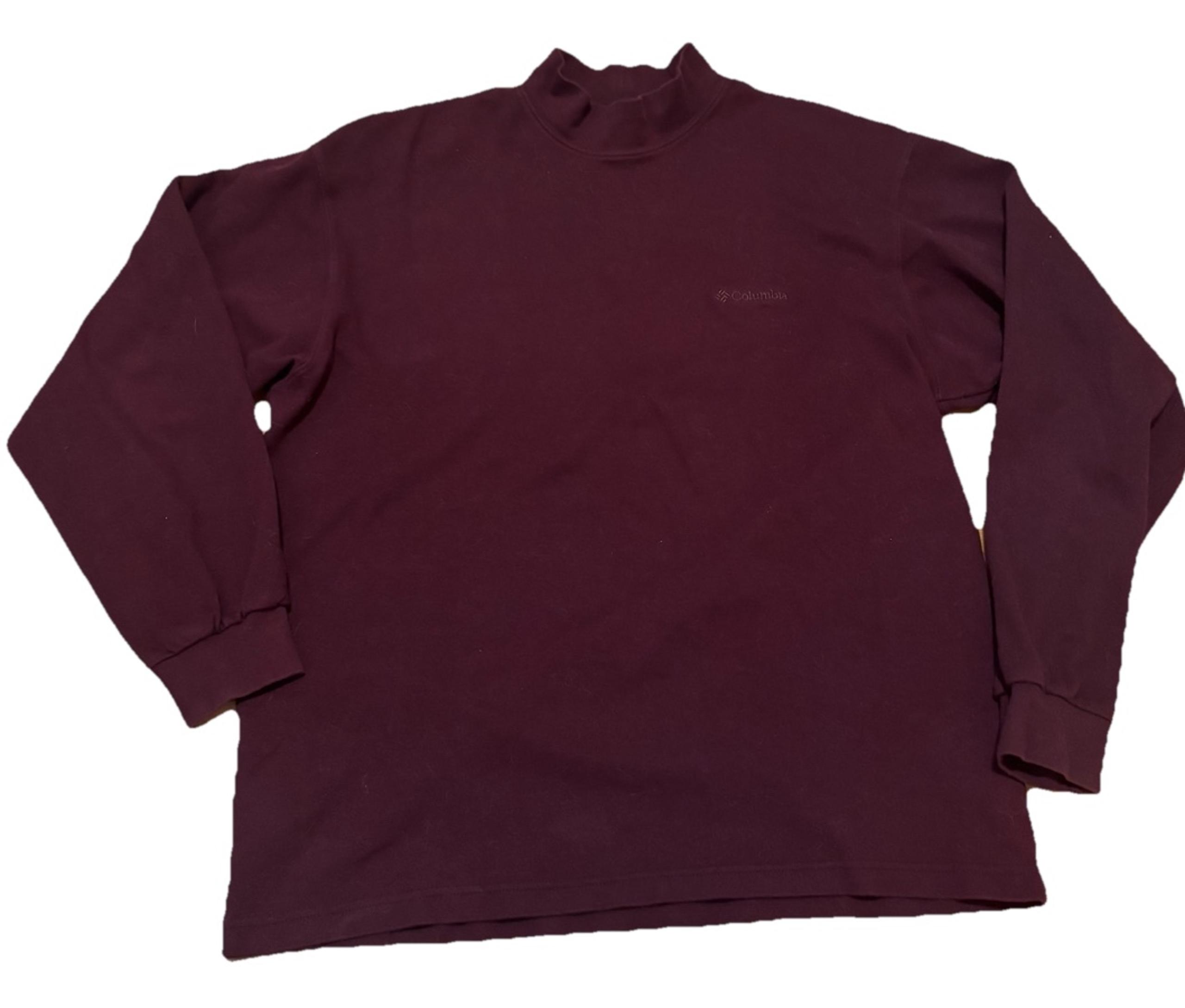 Columbia Embroidered Burgundy Long Sleeve Turtleneck Sweater Mens Size XL
