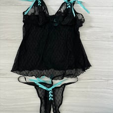 Vintage Victoria’s Secret Sexy Little Things Black Lace Lingerie Set