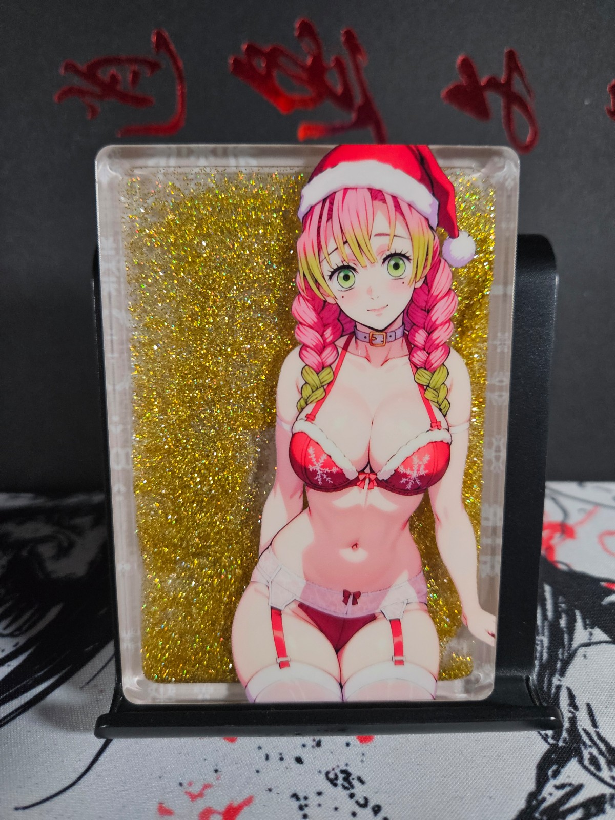 Mitsuri Kanroji Christmas Waifu Globe Demon Slayer Glitter Sand Custom Acrylic