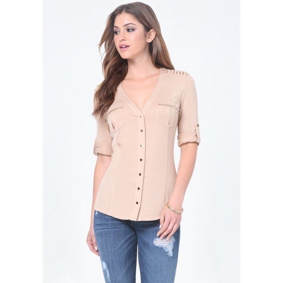 Bebe Blush Mandy Button Up Top