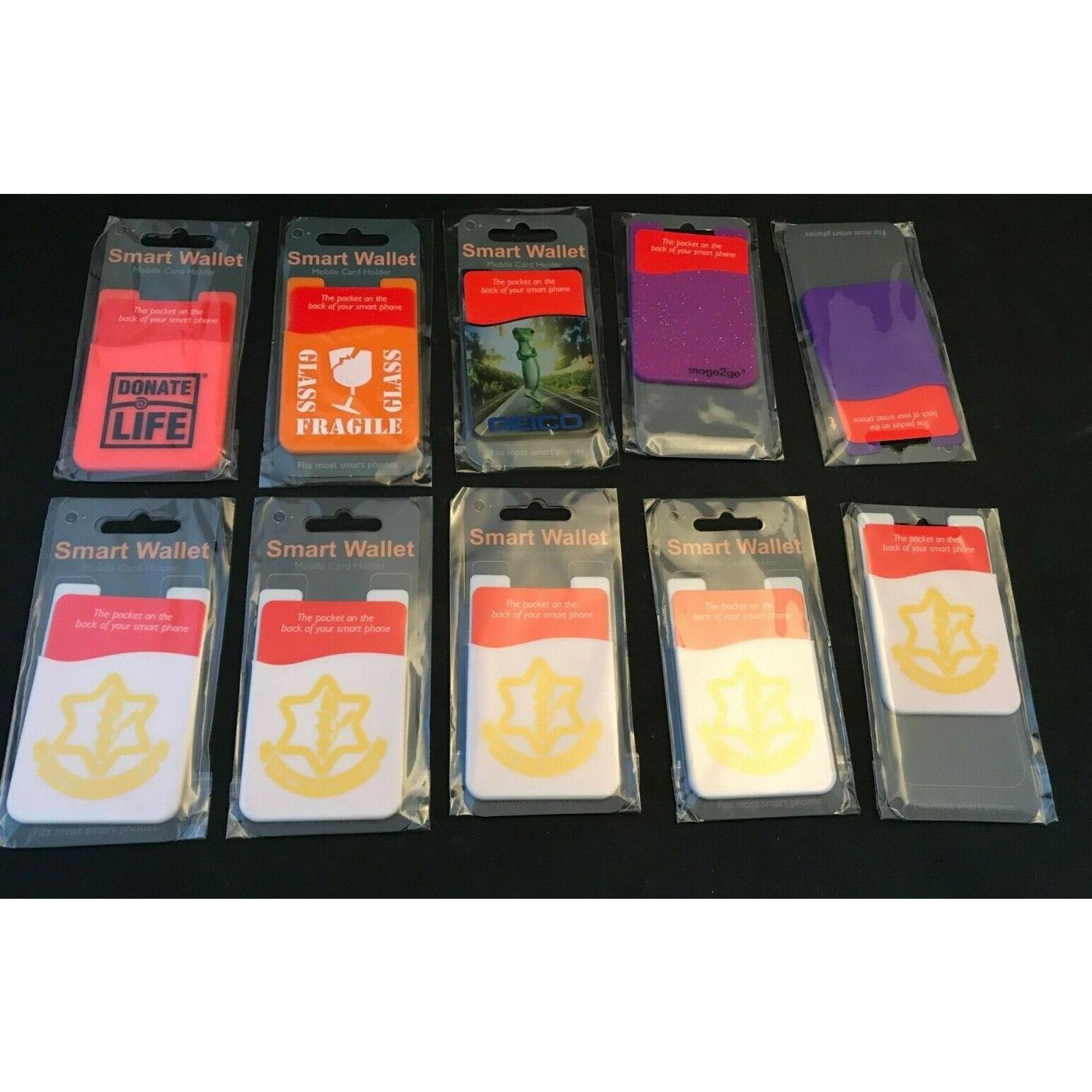 Lot of 10 SMART WALLET Mobile Phone Card Holder NIB