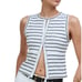 NWT Madewell Cotton Blend Split Crewneck Cardigan Tank Cream Navy Size XS