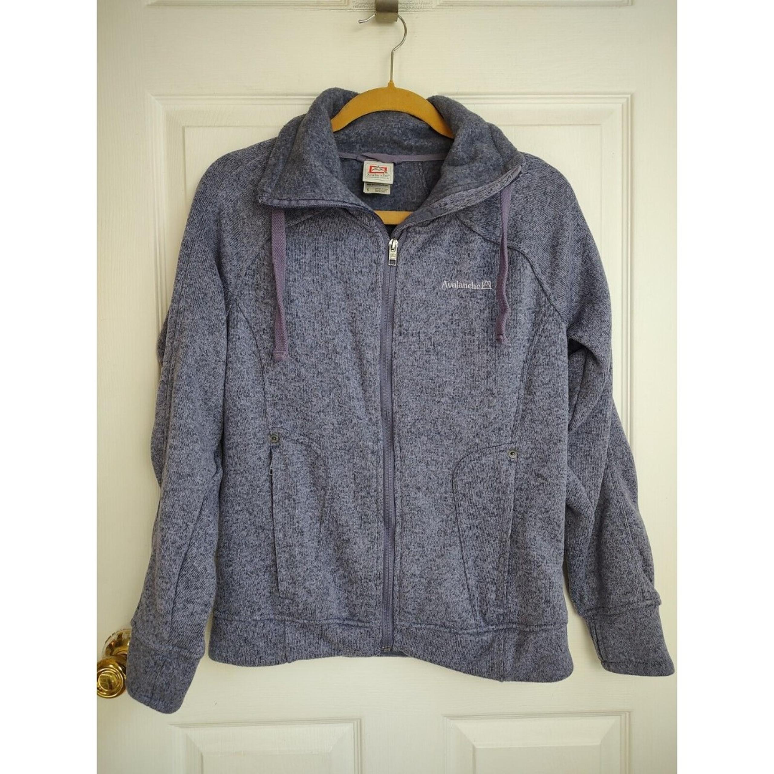 Avalanche Women's Small Full Zip Fleece Jacket Purple Zip Pockets Thumb Holes
