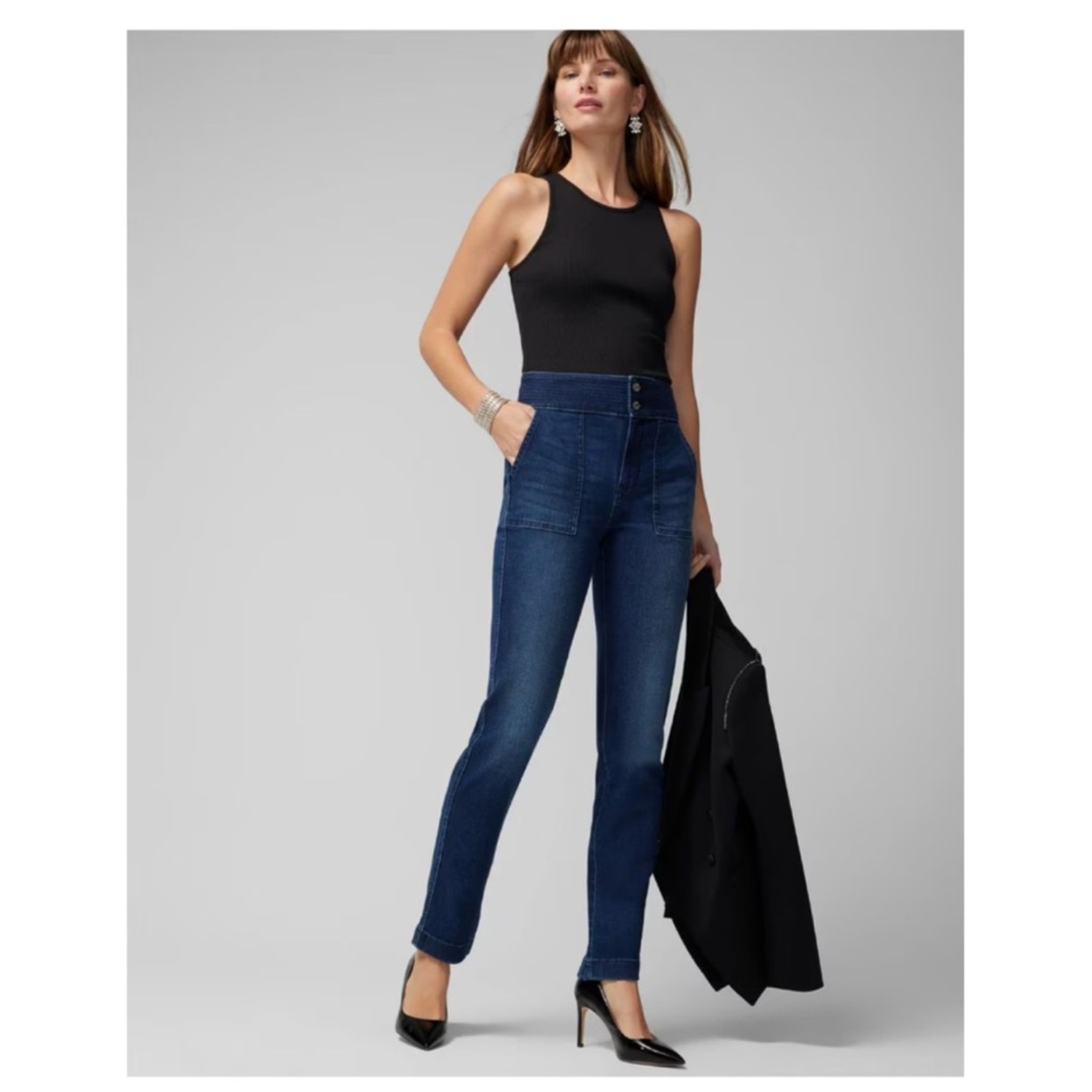 EUC WHBM Trapunto Extra High Rise Slim Jeans Size 4