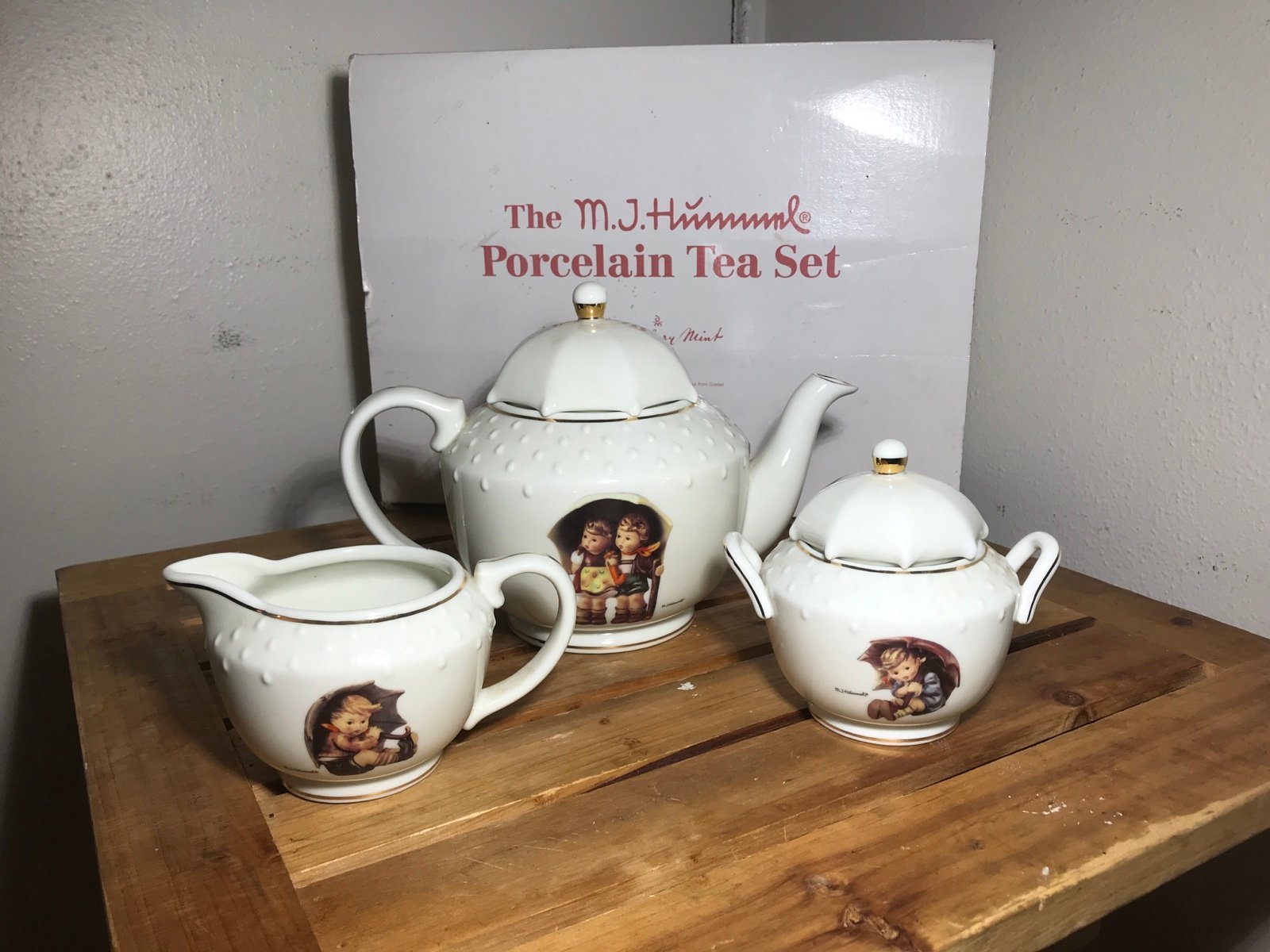 MJ Hummel Stormy Weather Porcelain Tea Set