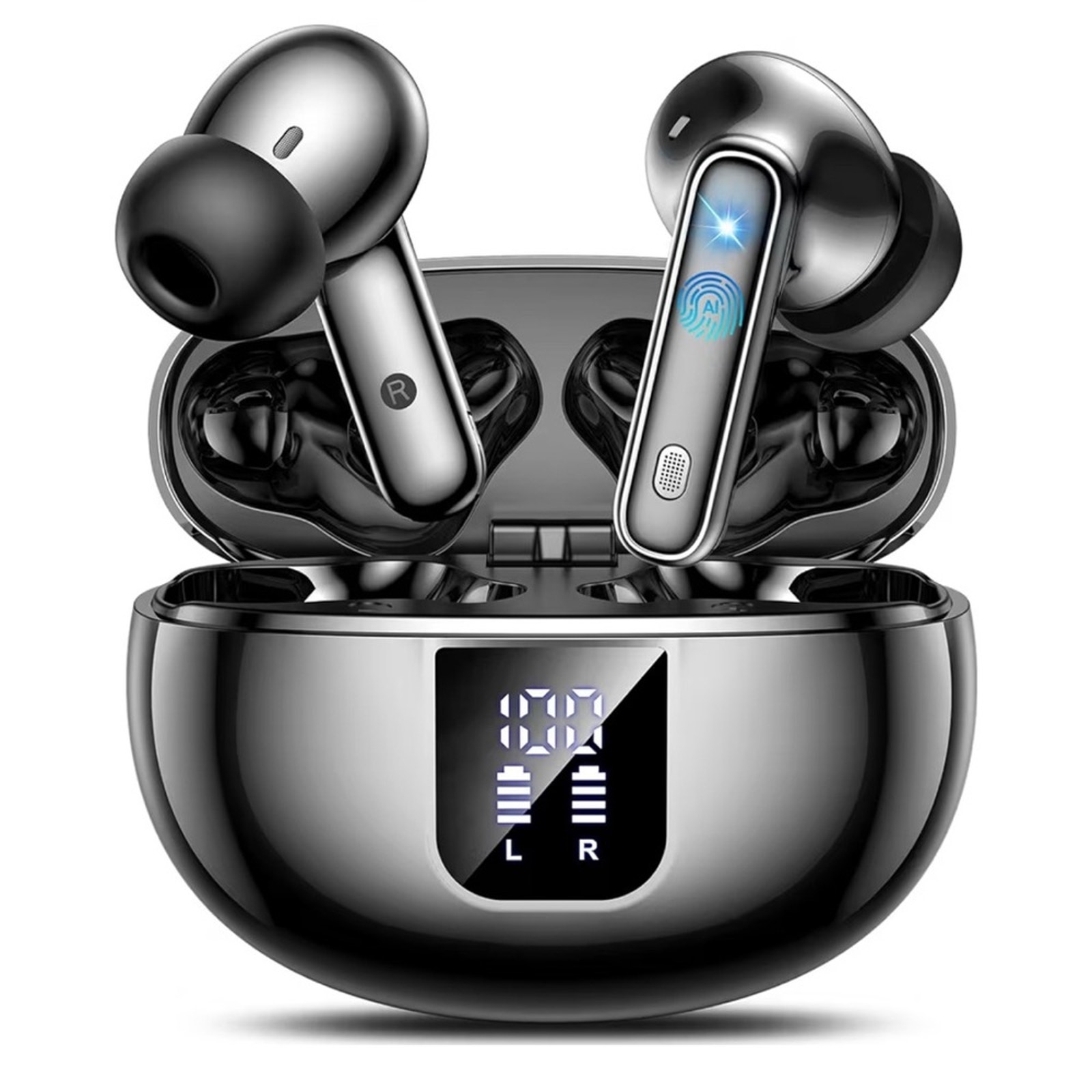 AI translator Wireless Black Earbuds with Charging Case