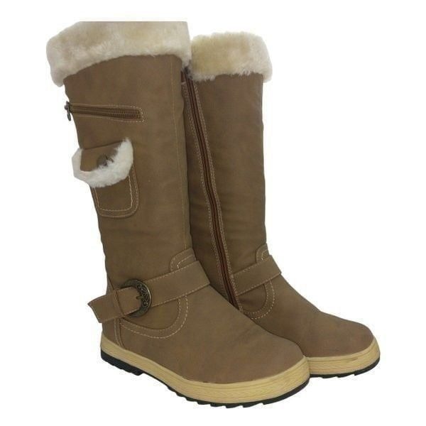 Bella Hannna Designer Womens Knee High Tan Zipper Boots w/Pockets - sz. 6 1/2
