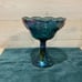 Vintage Carnival Glass Fruit Bowl Blue Iridescent Grape Leaf Pattern