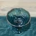 Vintage Carnival Glass Fruit Bowl Blue Iridescent Grape Leaf Pattern
