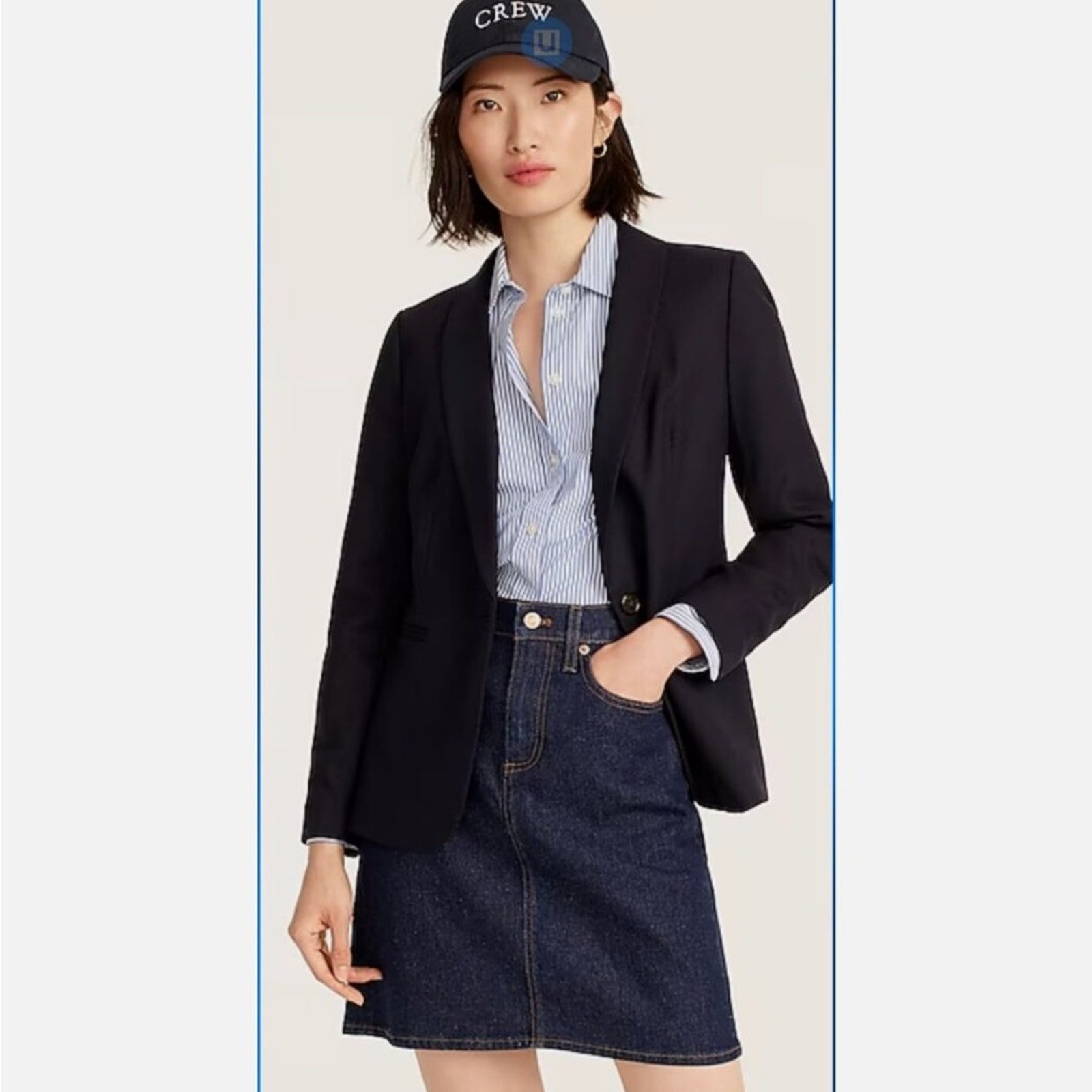J. Crew Parke Navy Wool Blazer Sz 12 Preppy Dark Academia