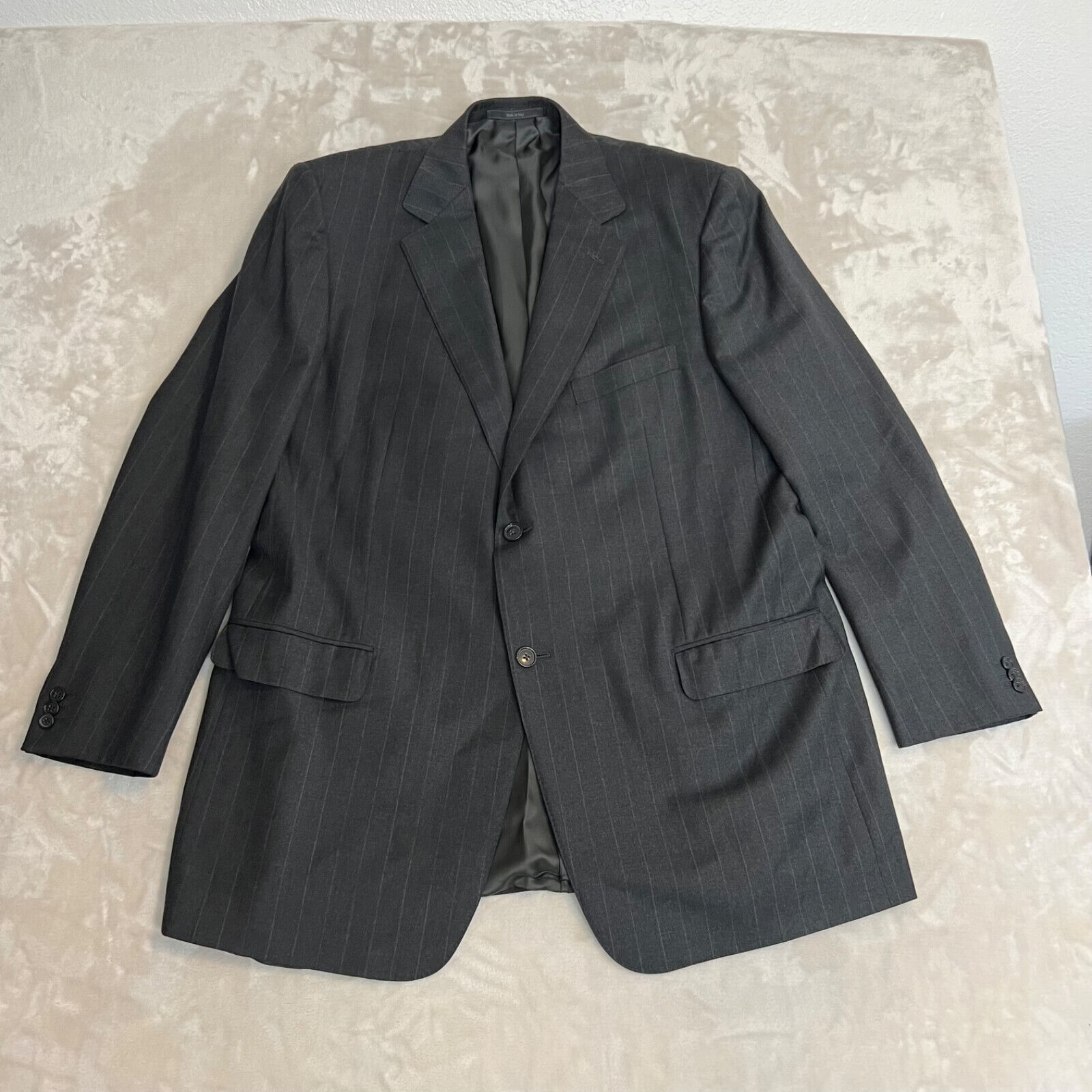 Ermenegildo Zegna Sport Coat Mens IT 58 US 48 Grey Striped Wool Blazer Preppy