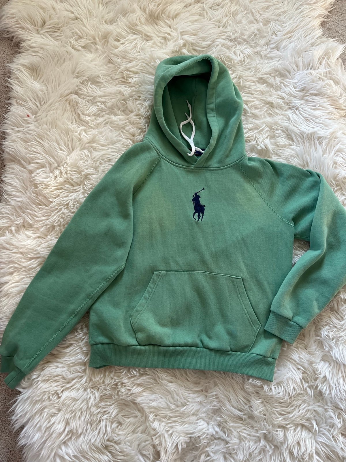 Polo Ralph Lauren Shrunken Fit Big Pony Mint Hoodie Vintage, Sz L Y2K Preppy