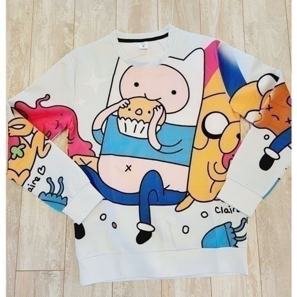 Adventure Time S Finn Boy & Jake Unisex Sweatshirt Graphic Small Not Worn