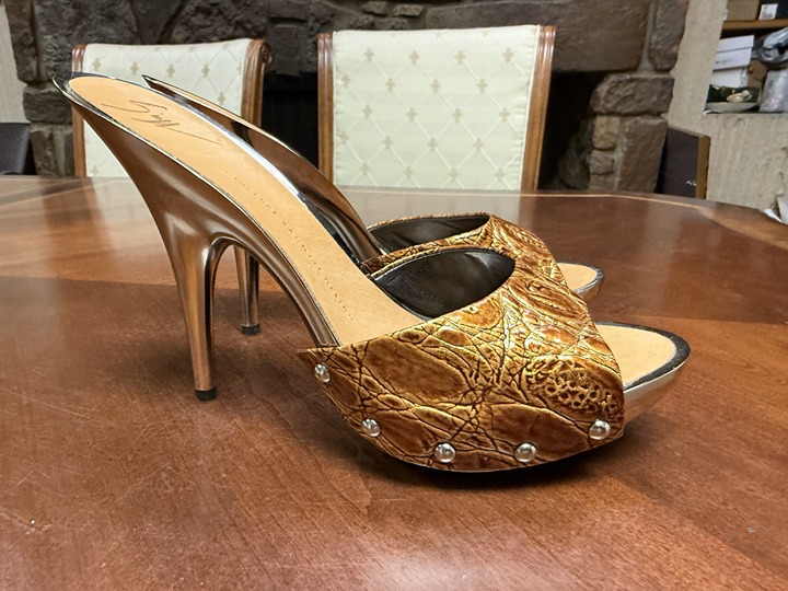 Gorgeous Giuseppe Zanotti Textured Leather Mirror Mules EU 39 NWOB