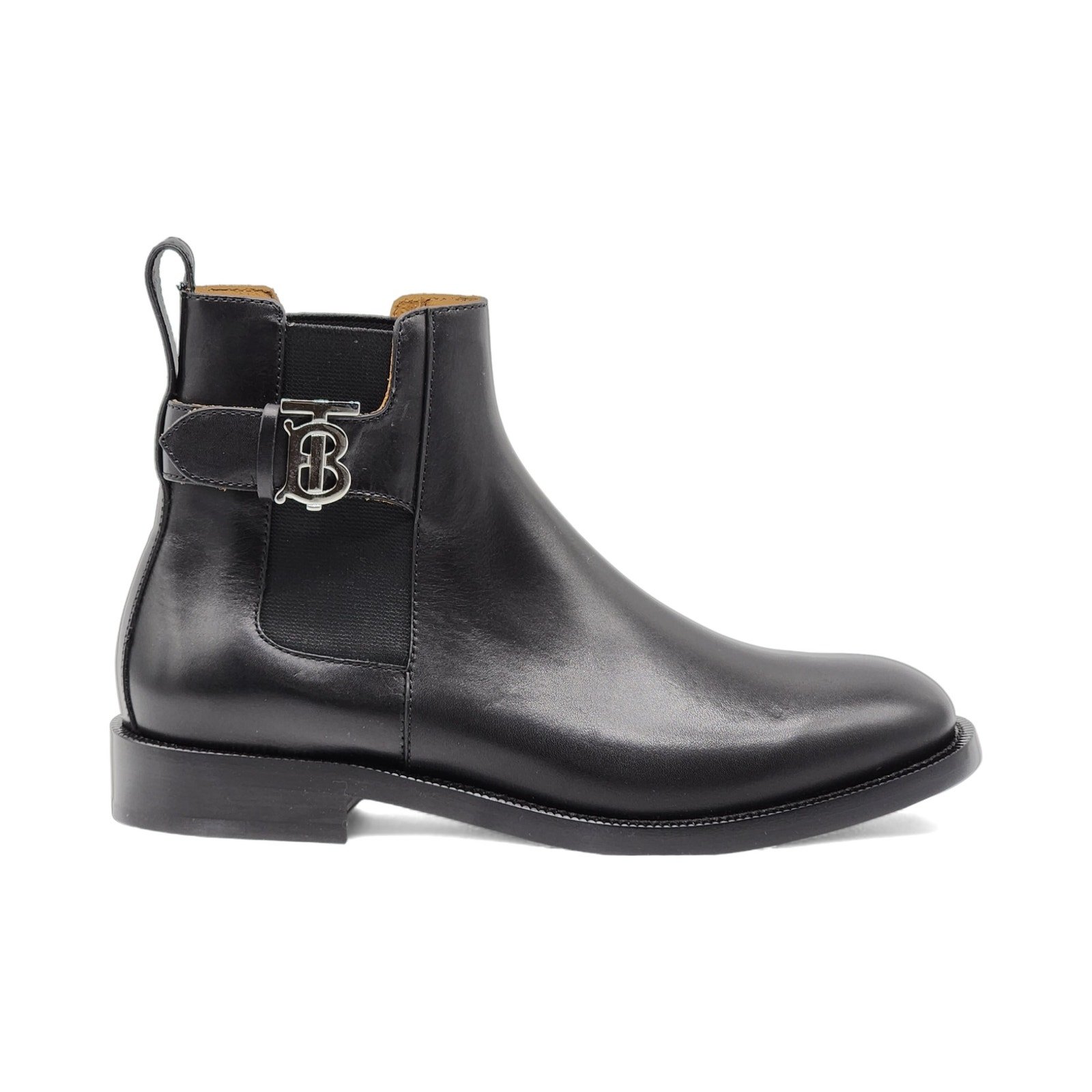 Burberry Luke TB Monogram Buckle Leather Chelsea Boot in Black 41.5 8.5US 1050