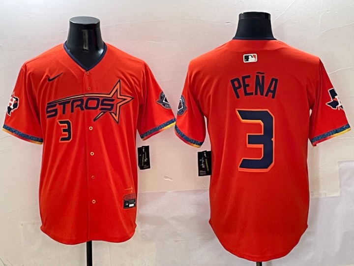 Carlos Peña #3 Men's Orange Baseball Jersey