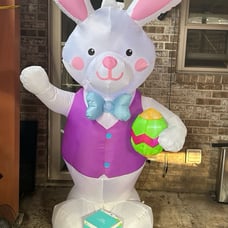 Inflatable Easter Bunny with holding Eggs 7” Tall with LED Light Up