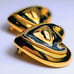 Fabulous 1990's Deep Green Enamel and Gold Toned Escada Clip-On Heart Earrings