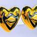 Fabulous 1990's Deep Green Enamel and Gold Toned Escada Clip-On Heart Earrings