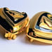 Fabulous 1990's Deep Green Enamel and Gold Toned Escada Clip-On Heart Earrings