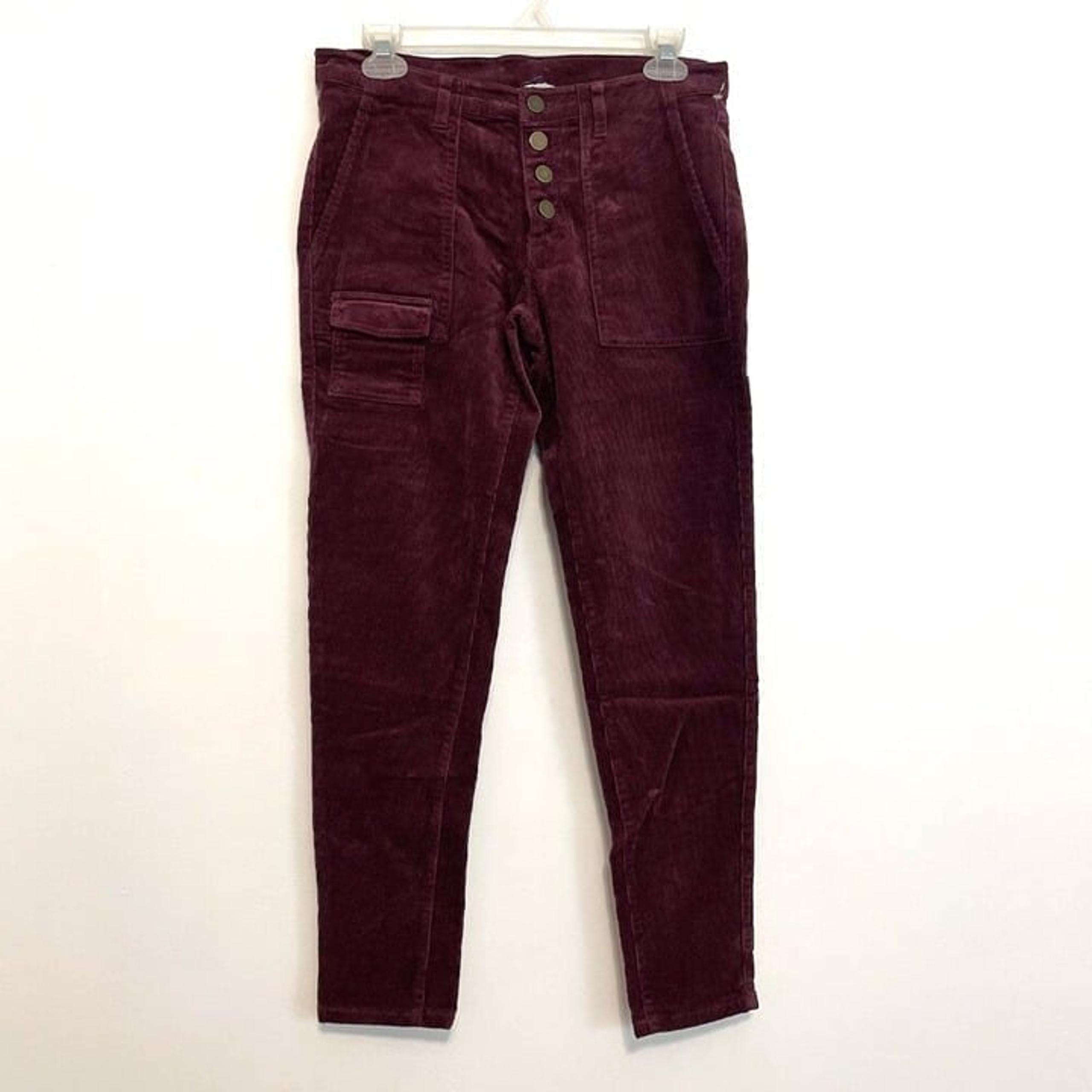 NEW NWOT CASLON NORDSTROM Corduroy Utility Pants Burgundy Maroon Red PETITE 27P