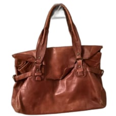 ABACO PARIS BROWN LEATHER DOUBLE HANDLE VINTAGE SATCHEL