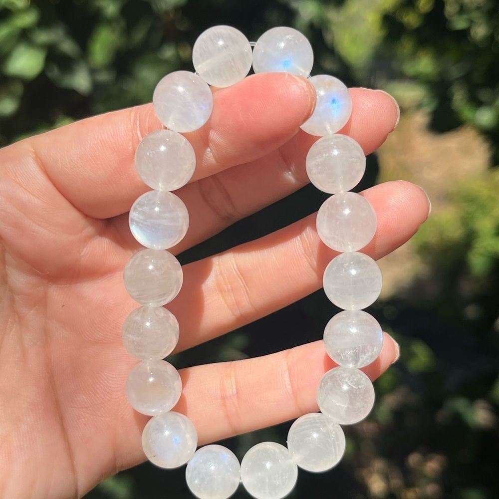 12mm stretchable flashy moonstone bracelet
