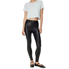 Wilfred Free Women Daria Pants High Waisted Vegan Leather Leggings Black Medium