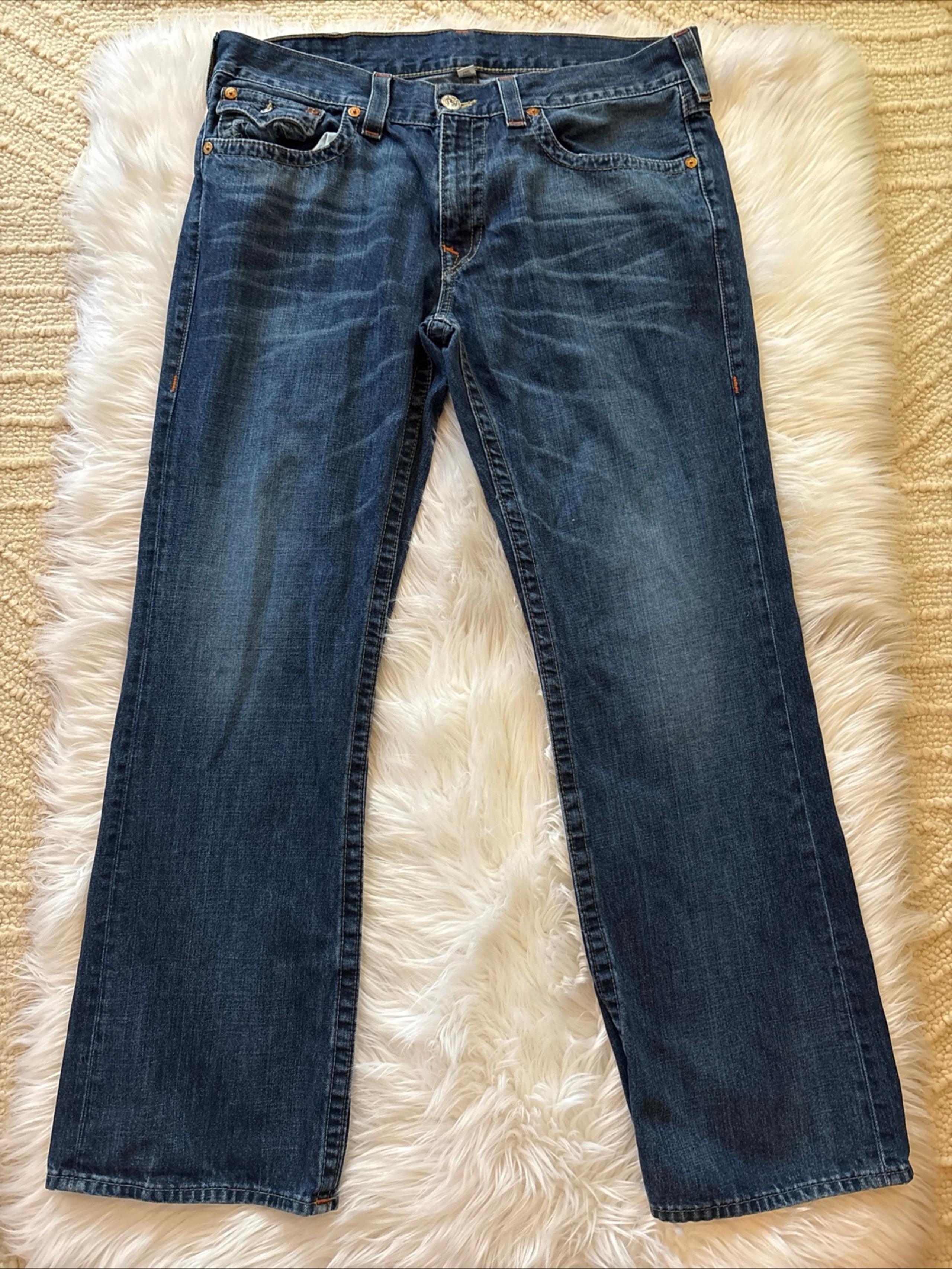 True Religion Jeans Men (38) Blue Ricky Big T Straight Leg Pants Y2K