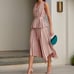 SATIN CAMISOLE & ASYMMETRICAL SKIRT PINK | MOFT | Large | NWT #0064