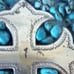 BELT BUCKLE NOCONA TURQOUISE SILVERTONE CROSS