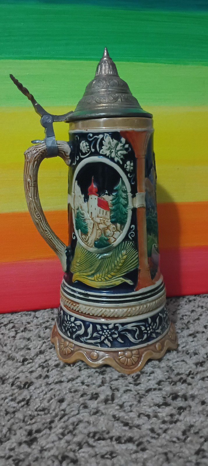 Vintage German Beer Stein w/ GERMAN MECHANICAL MUSIC BOX