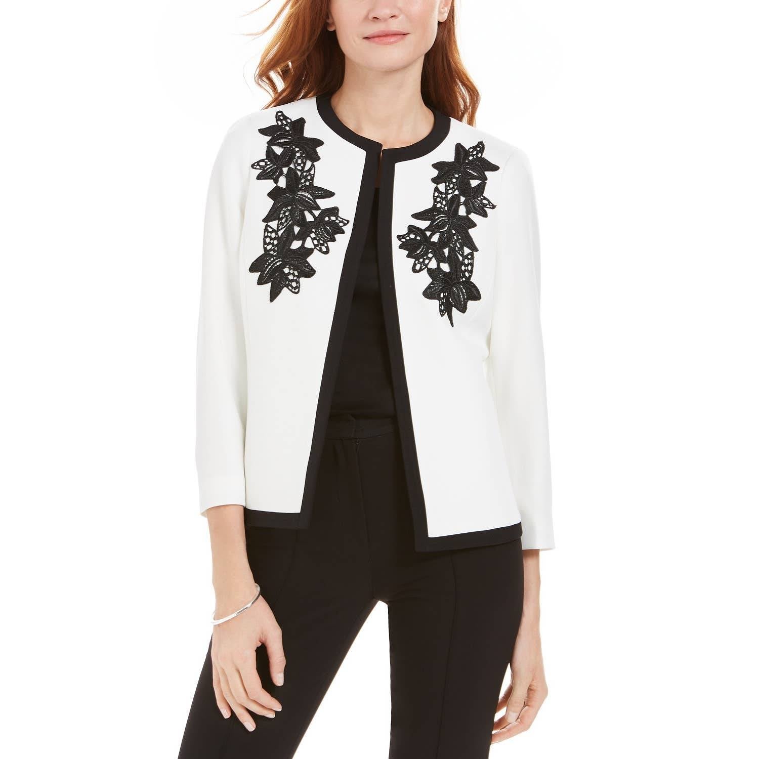 Kasper Women's Embroidered Flyaway Jacket