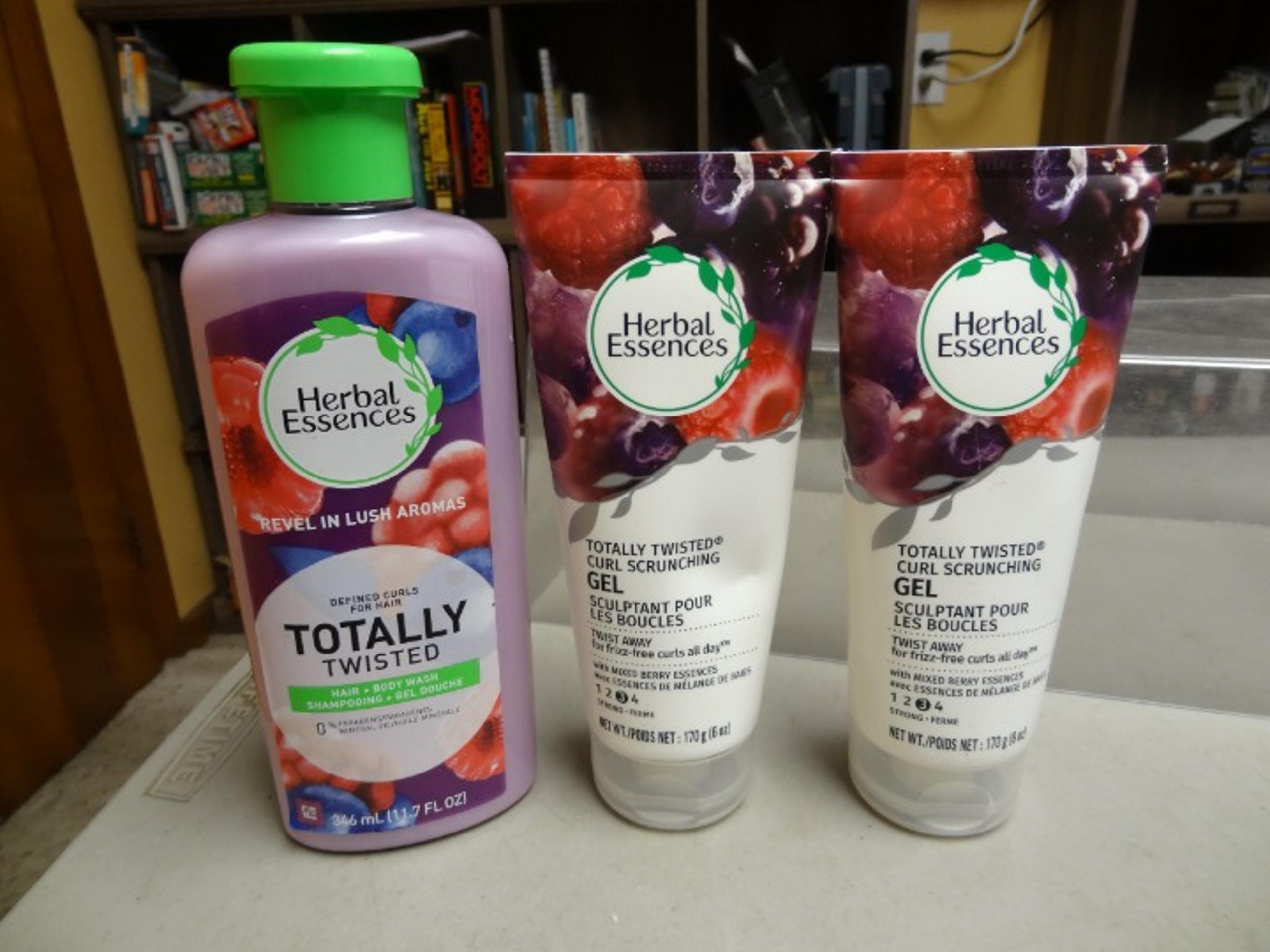 LOT of HERBAL ESSENCES TOTALLY TWISTED (2) CURL SCRUNCHING GEL (1) SHAMPOO BODY