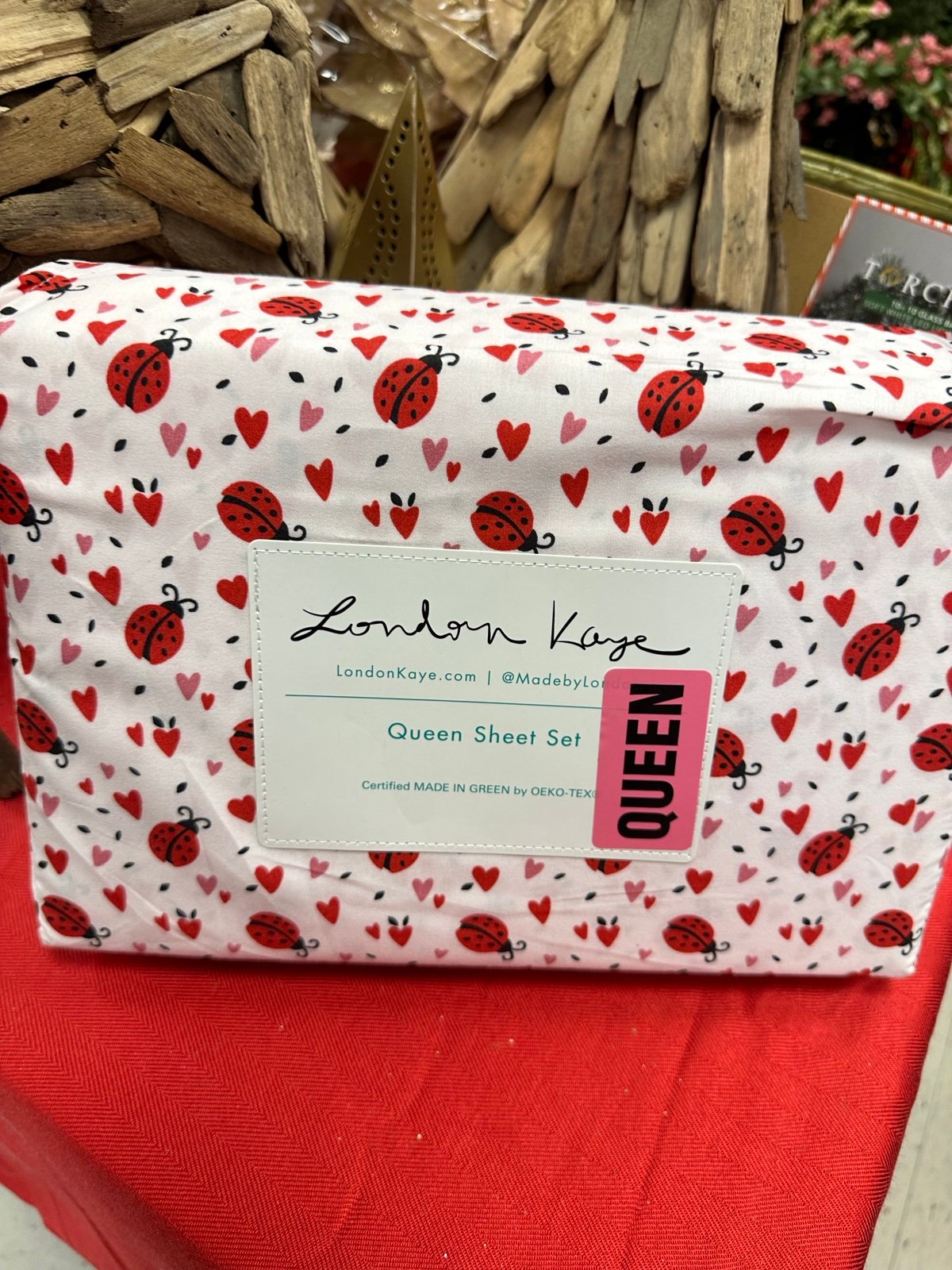 London Kaye Valentines Sheet set Queen ladybugs love bugs