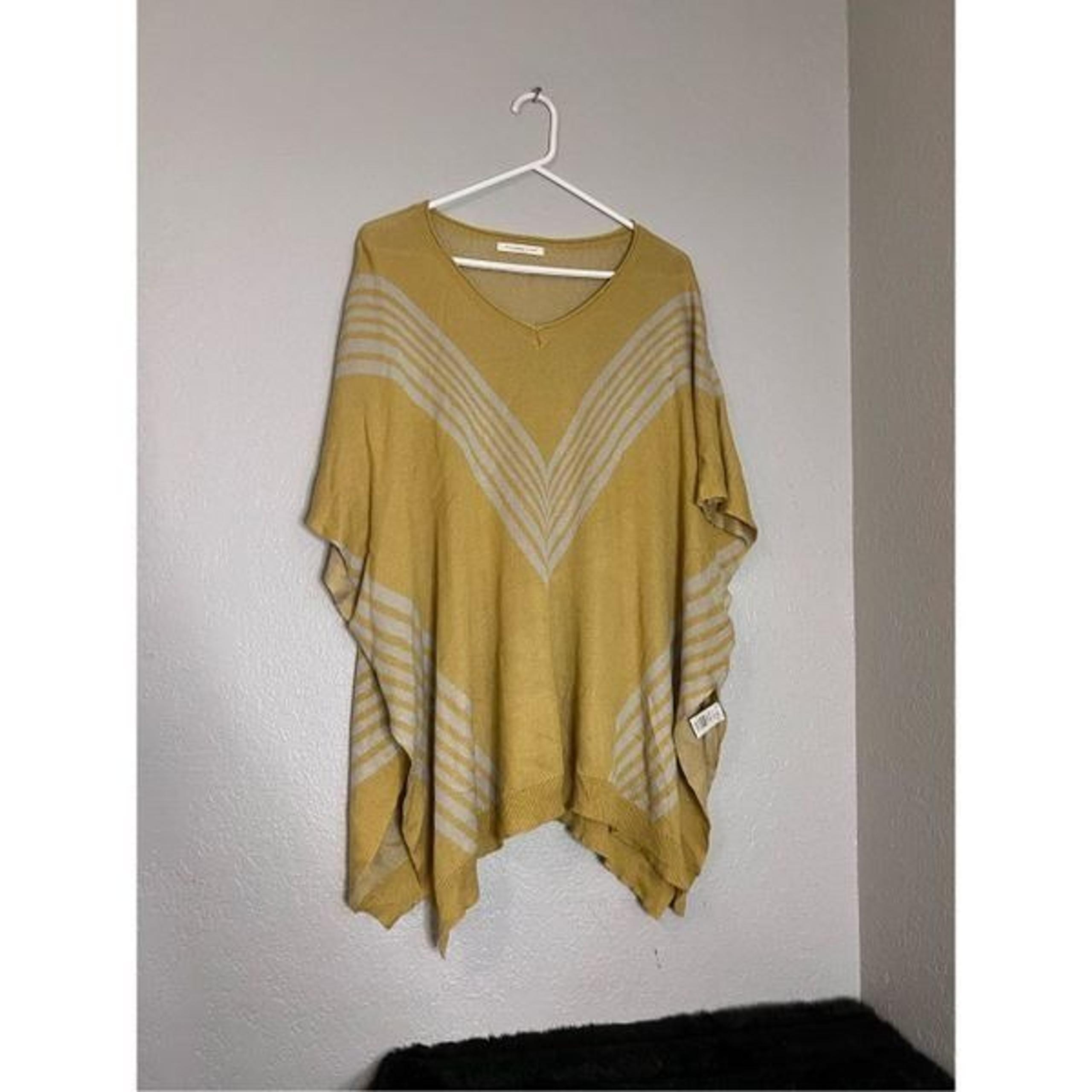 Anthropologie Do Everything in Love Poncho Sweater golden yellow one size