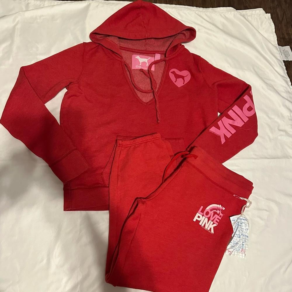 Y2K Vintage Pink Victoria Secret Hoodie and Sweatpants Set