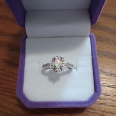 New S .925 STERLING SILVER FIRE OPAL RING SIZE 6