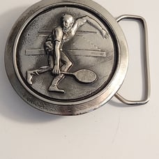 VINTAGE 1977 TENNIS PLAYER BELT BUCKLE, LIMITED EDITION. NWOT. MADE IN USA