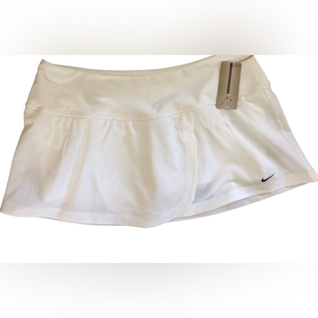 Nike Dri-Fit White Tennis Skort Sz. L 44105 Maria Sharapova Front Pleats NWT