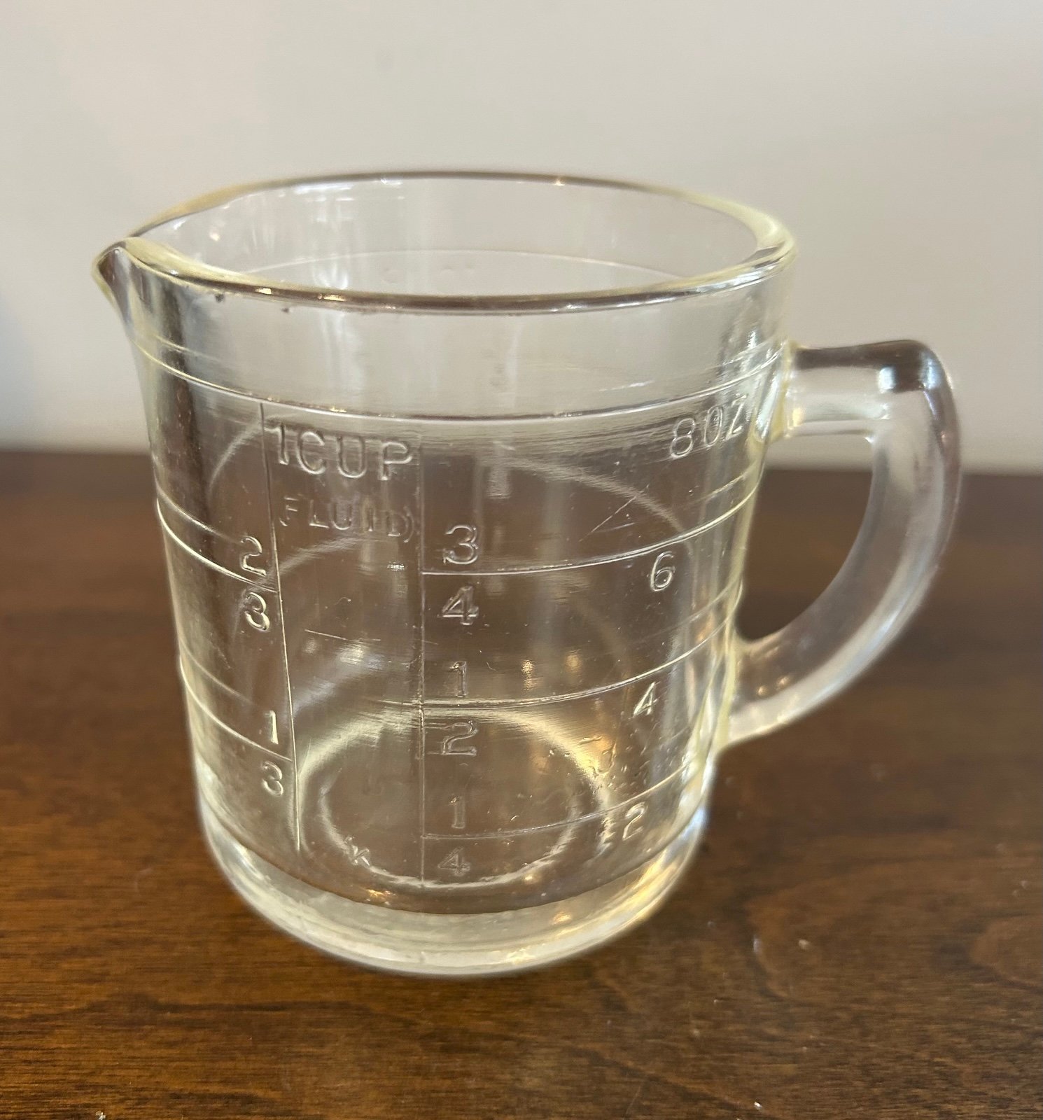 Early 1920’s Pyrex Measuring Cup Rare Raised Embossed Letters Pristine Antique!!
