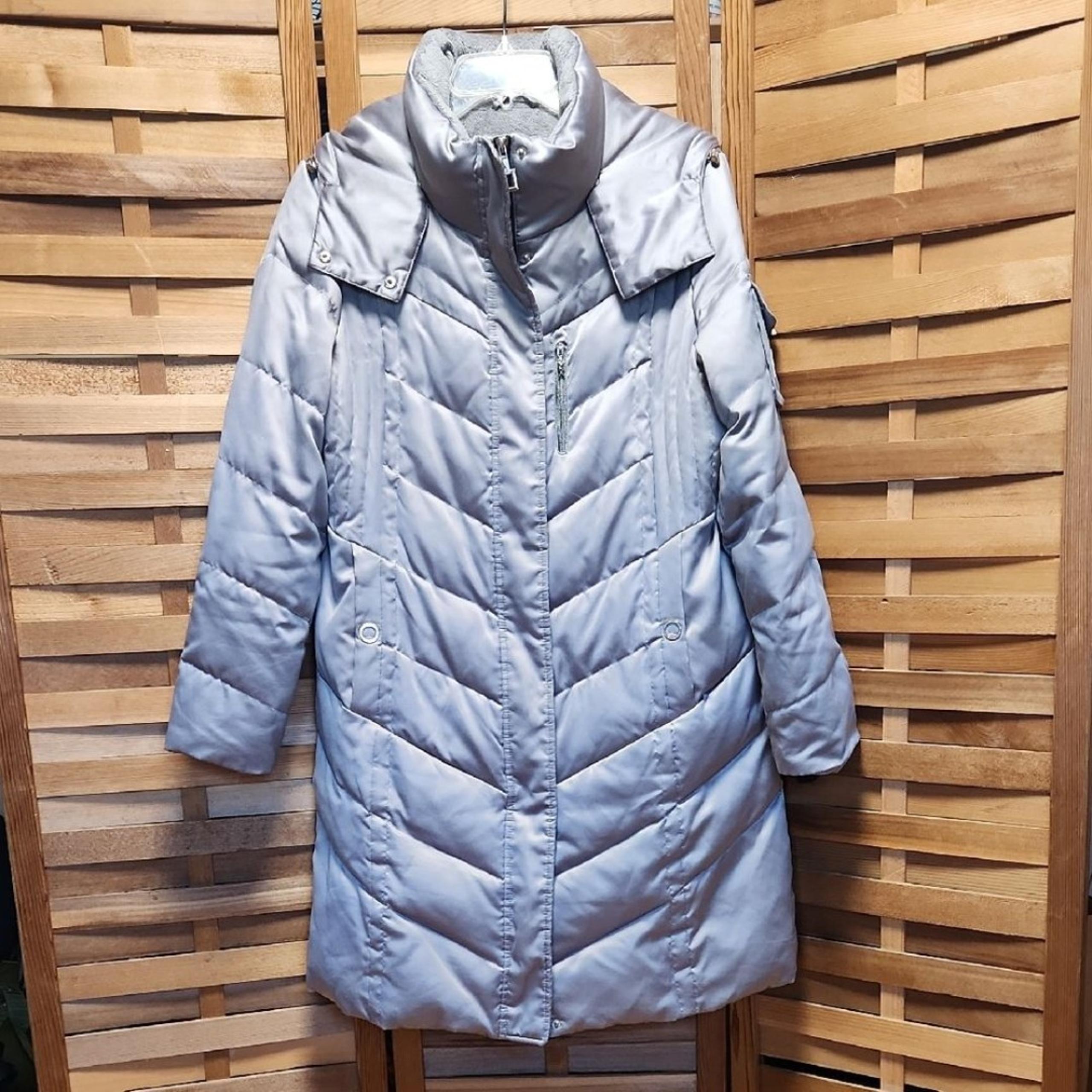 ZeroXposur Silver Quilted Puffer Coat Down Filling Women L Gray Jacket Winter