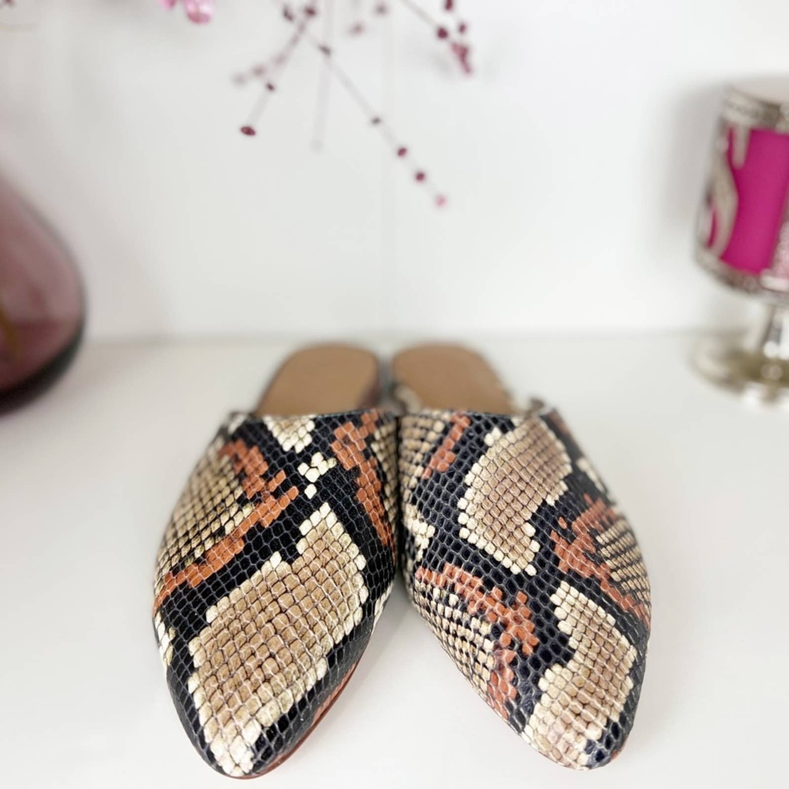 Madewell Remi Mule Snakeskin Embossed Leather Mules