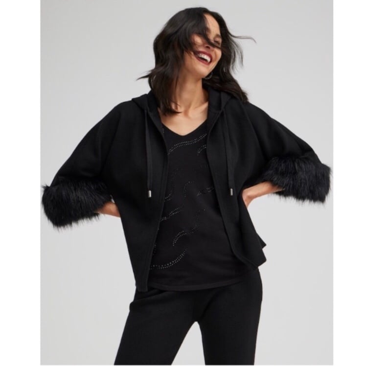 Chico's Zenergy Luxe Cashmere Blend Faux Fur Sweater Product Details large