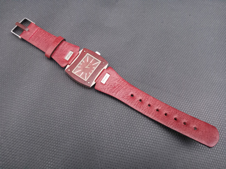Maguaco Wrist Watch Square Wood Metal Colombia Leather Wrap Band Japan