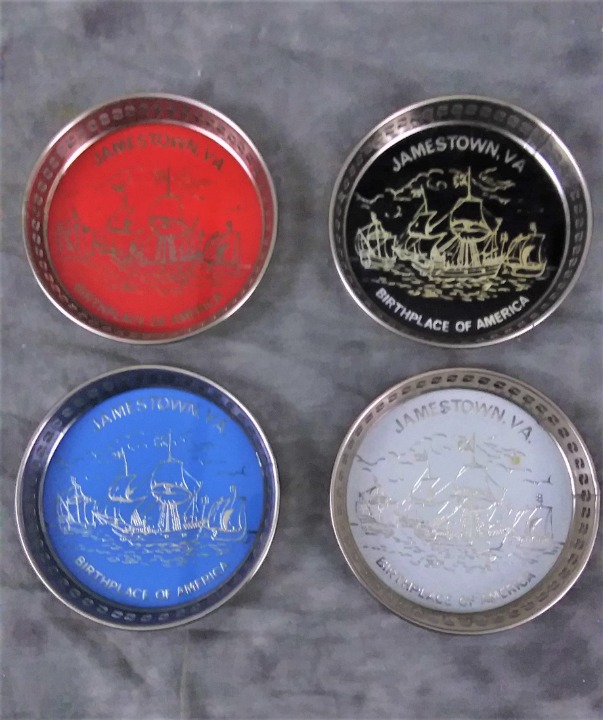 Vtg. Jamestown, VA Souvenir 4 Coasters