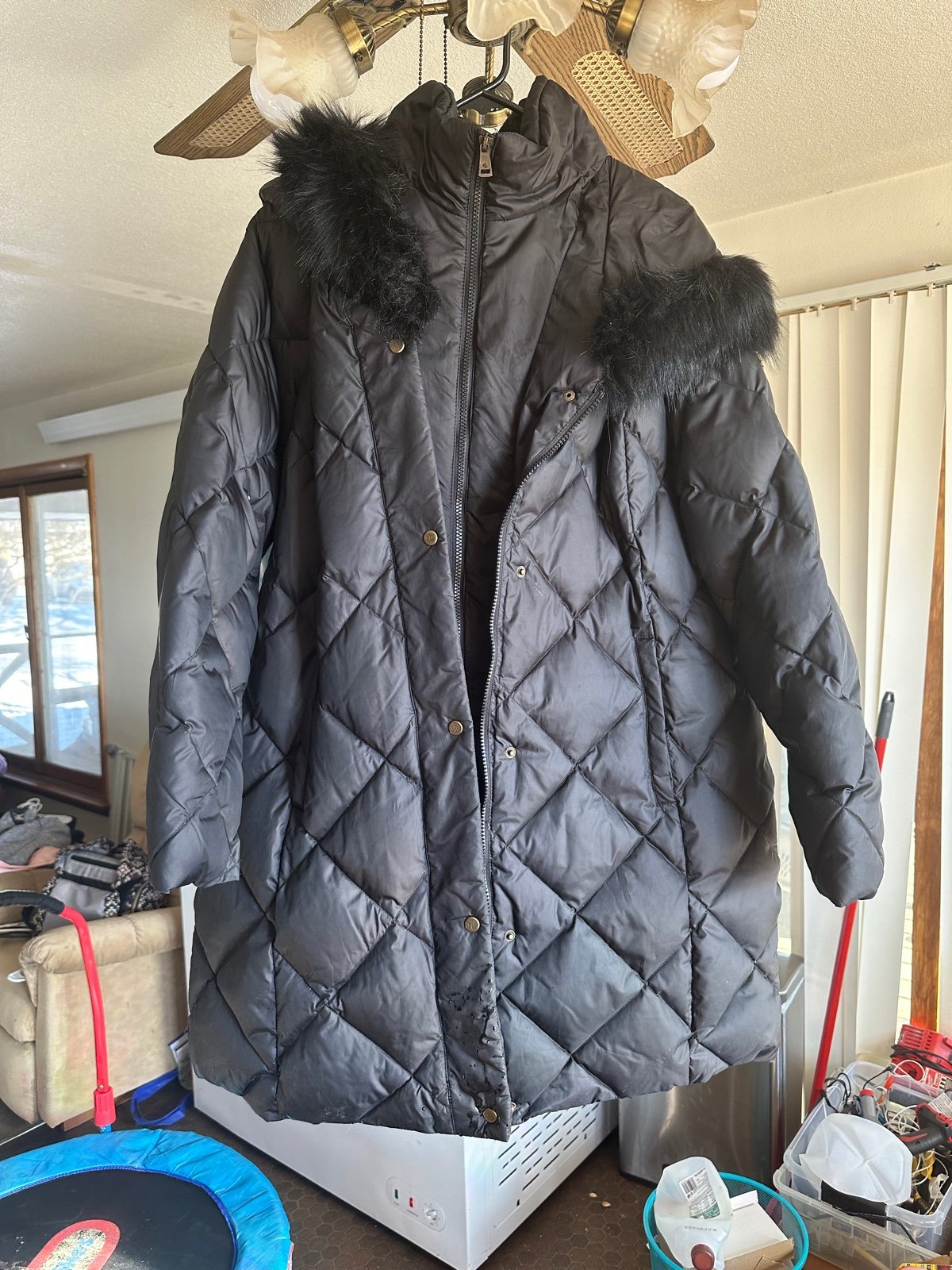 Black Lauren Ralph Lauren Quilted Winter Coat with hood