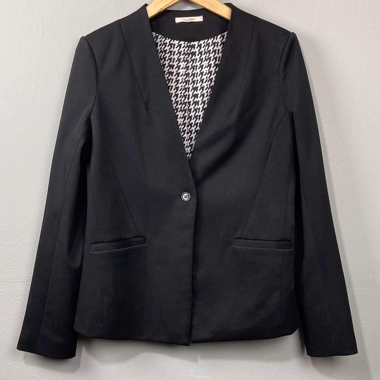 41 Hawthorn Black Blazer Size L Collarless Career Office Jacket Minimalist Glam