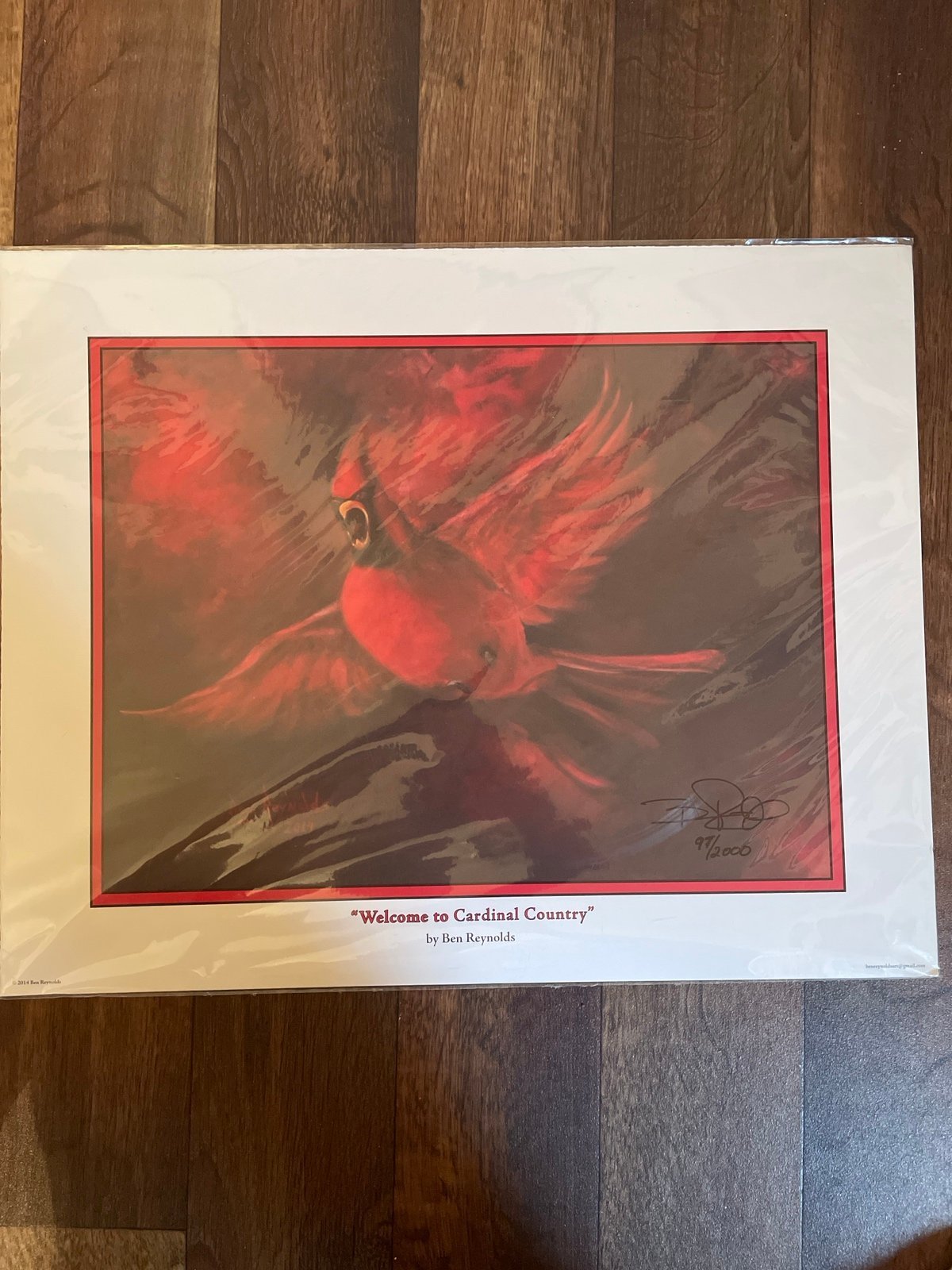 “Welcome to Cardinal Country” by Ben Reynolds/ # 97/2000 and signed by Artist