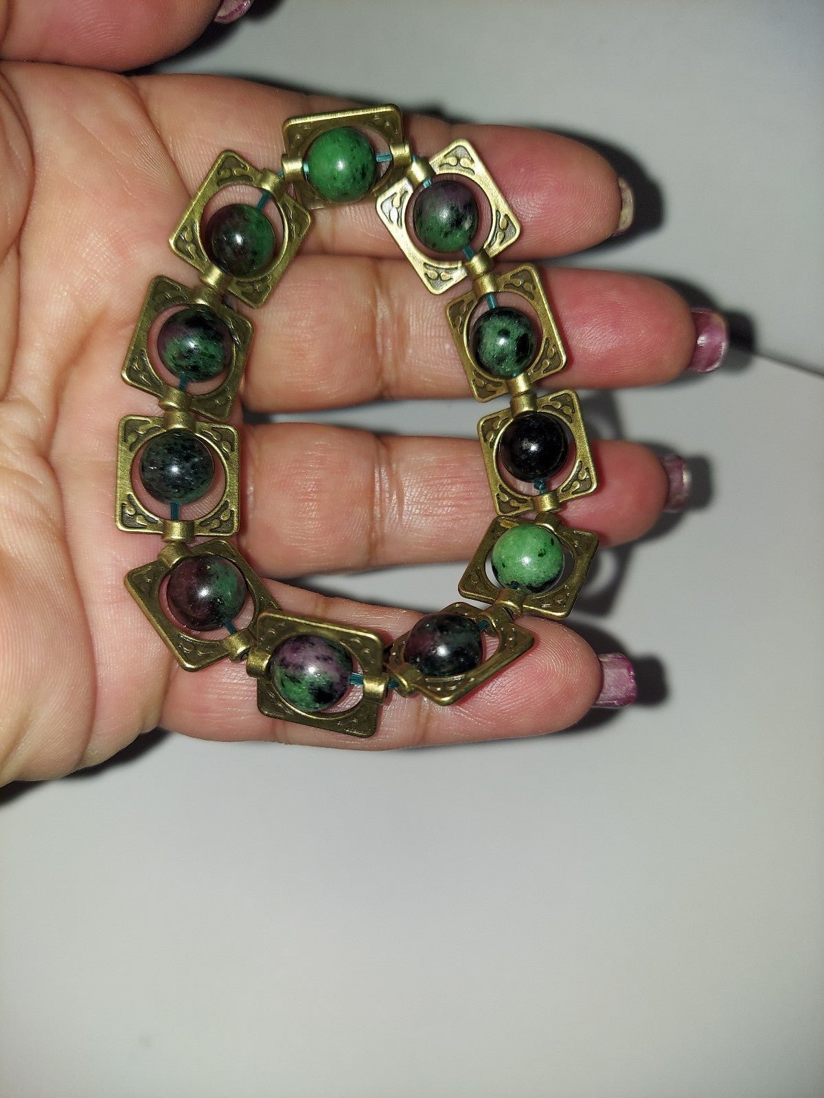 Ruby Zoizite 8mm Framed Bracelet